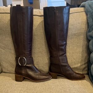Corso Como Dark Brown Leather Knee-High Riding Boots